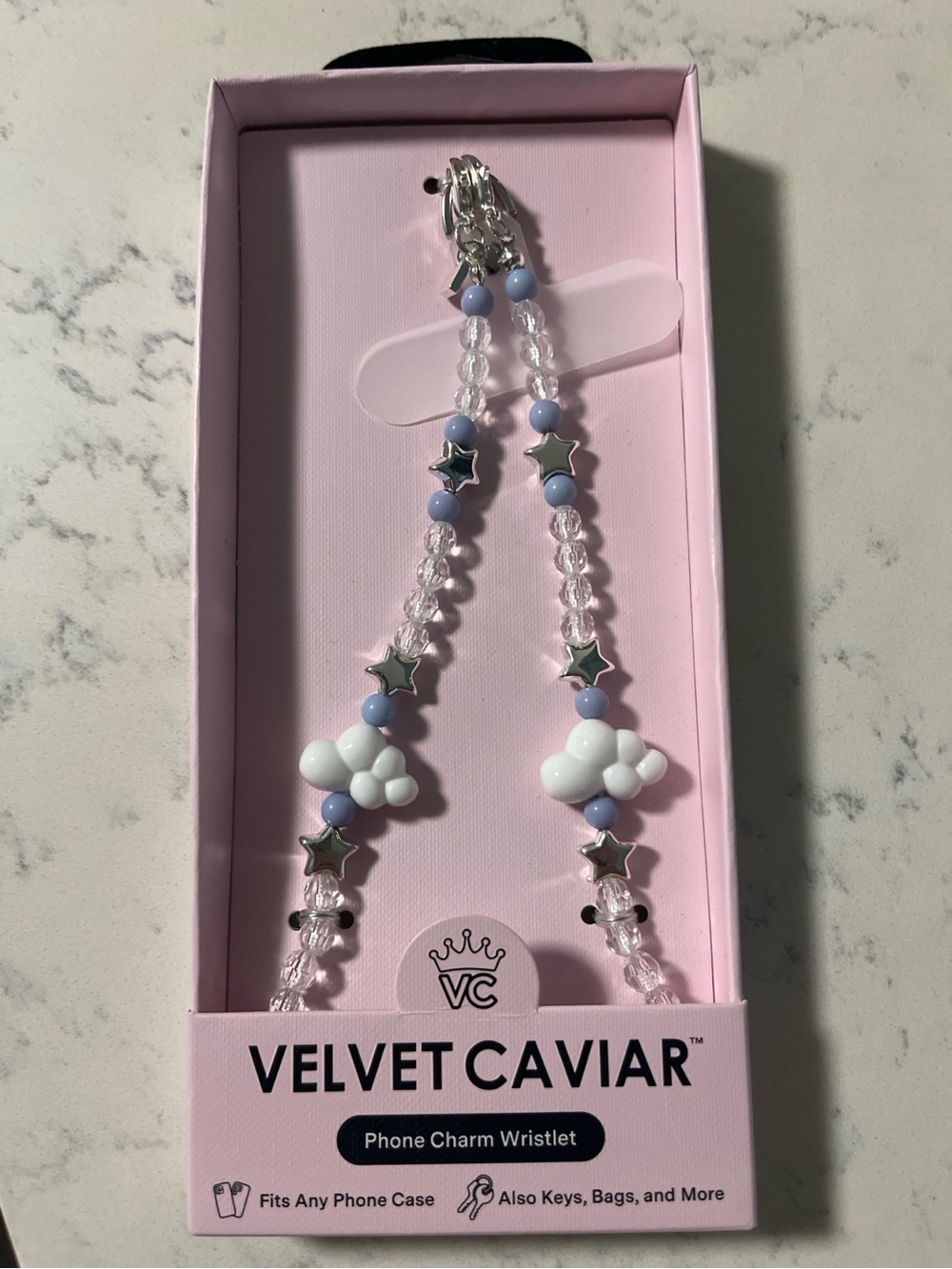 Velvet Caviar Phone Charm Wristlet | Beaded Cloud & Star Design | New in Package